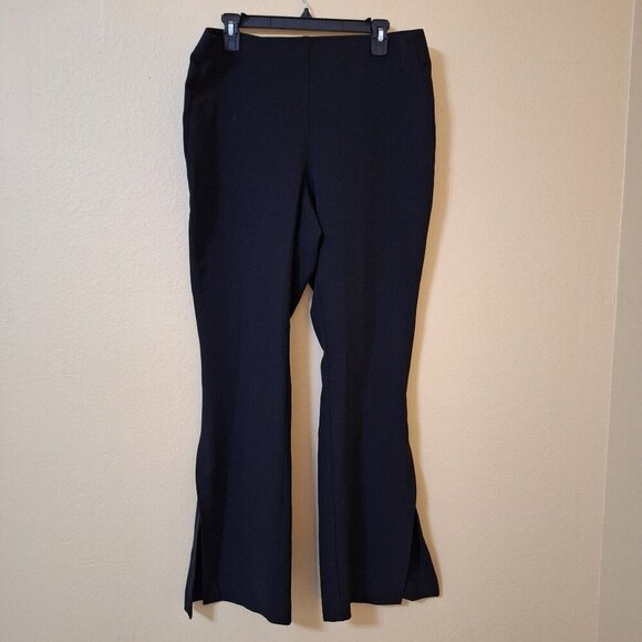 Lane Bryant Womens Black‎ Flare Split Hem Elastic Waist Pull On Pants 14/16 - Picture 1 of 10